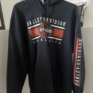 Harley-Davidson Black Hoodie with Orange Logo